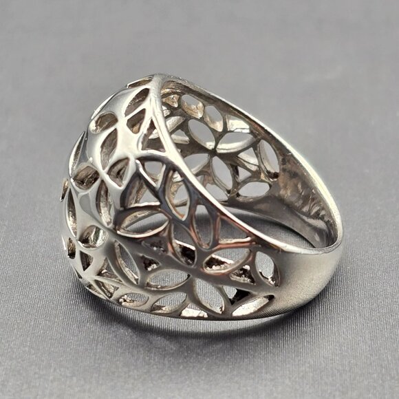 NF Sterling Silver Dome Ring Size 7 Star Cutouts Thailand Latticework 5.09g - Picture 2 of 9